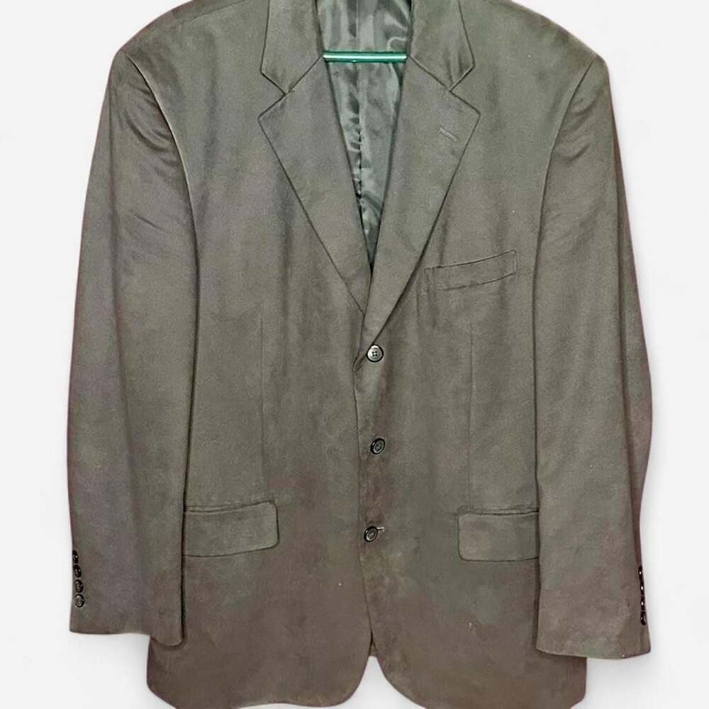 Stafford Suede-Like Blazer Dark Grey Soft Microsuede Jacket 44R